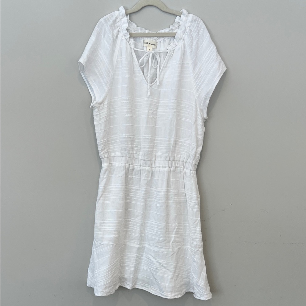 Anthropologie Cloth & Stone Tie-Neck Blouson Mini Dress.